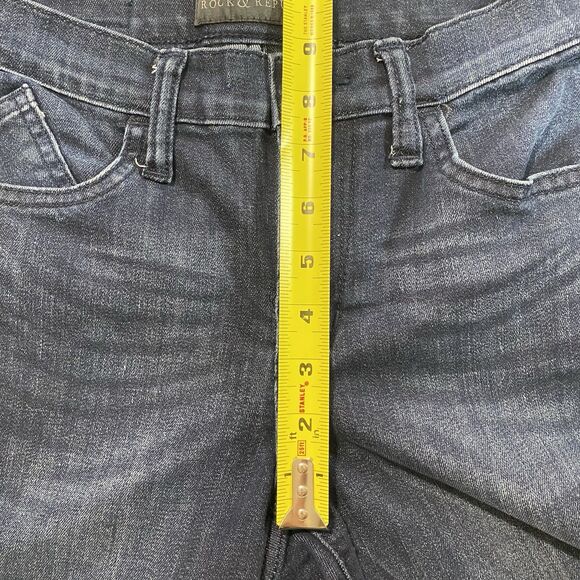 Vintage ROCK & REPUBLIC Jeans Straight Studded Pockets Denim Dark Womens 4 Blue - Picture 5 of 10